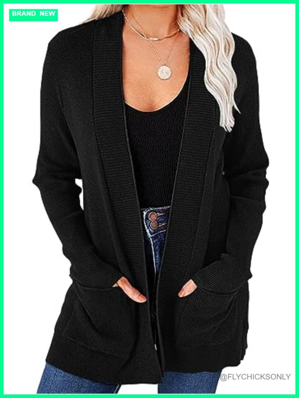 Women's Open Front Cardigan Sweater with Pockets, Soft Knit